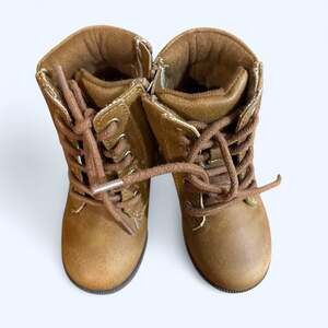 Toddler Brown Lace-Up Ankle Boots with Side Zipper